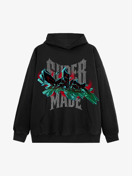 Street graffiti pattern design hooded sweatshirt 