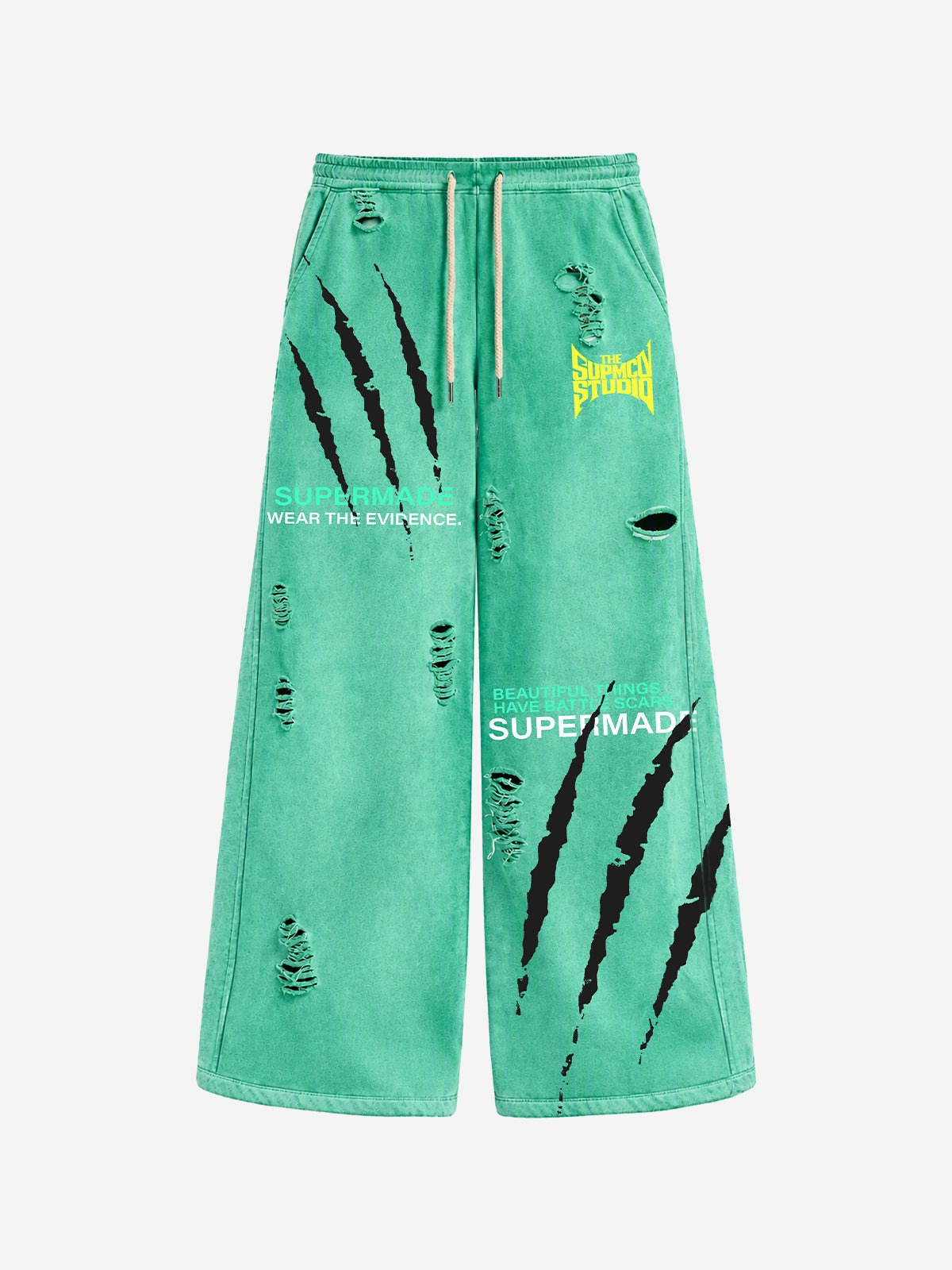 Claw Scratch Distressed Wide-Leg Baggy Sweatpants