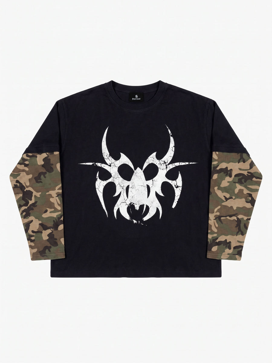Thorn Print Camo Layered Long Sleeve Tee
