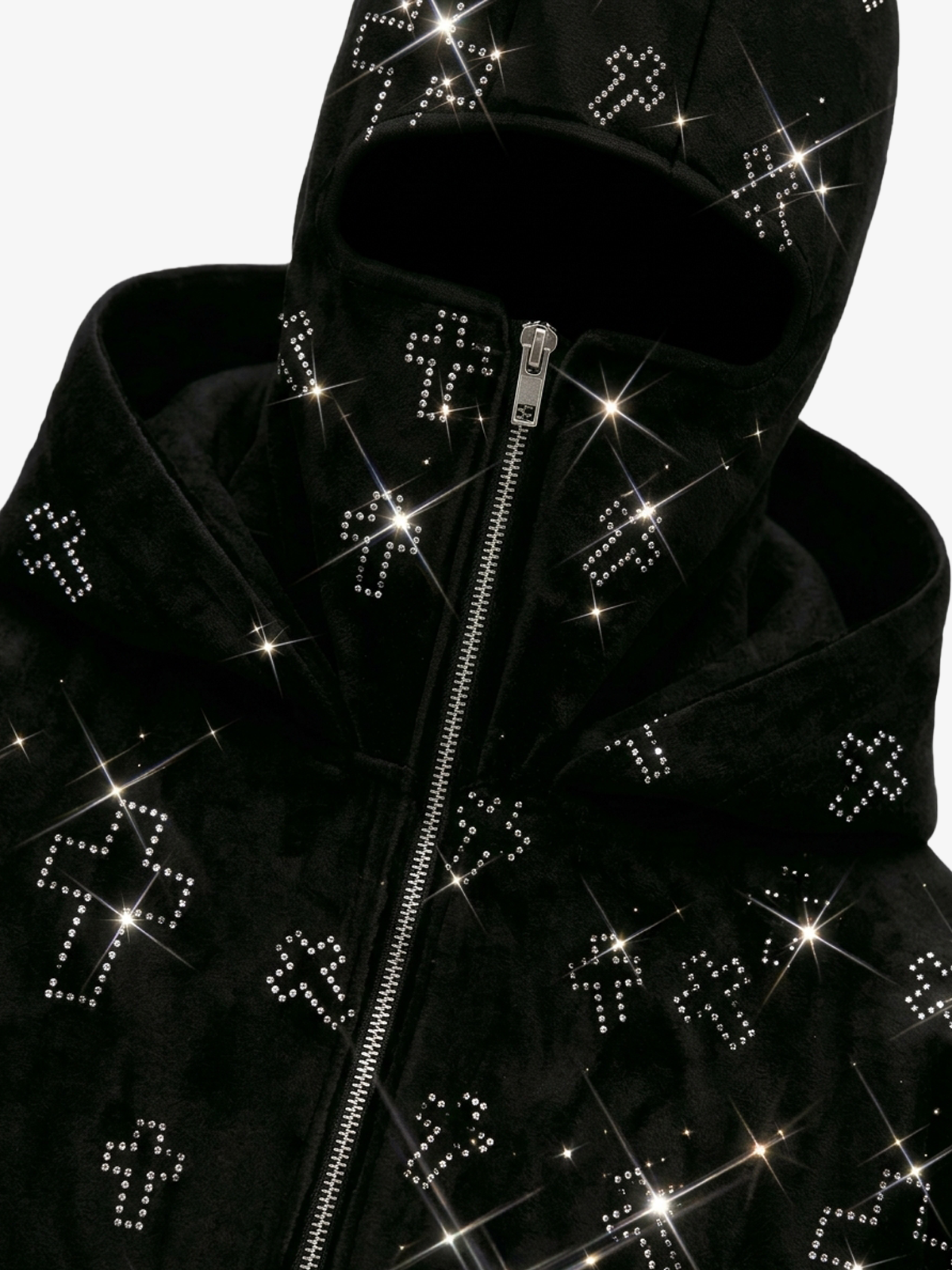 Rhinestone Cross Masked Sweatshirt