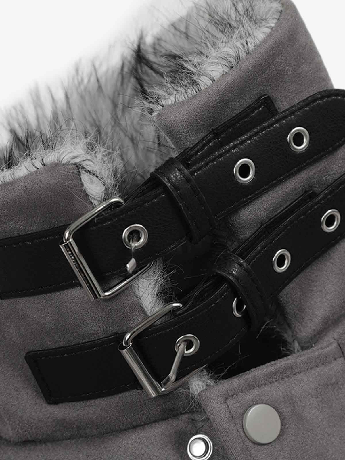 Faux Fur Collar Patchwork Embroidered Quilted Jacket