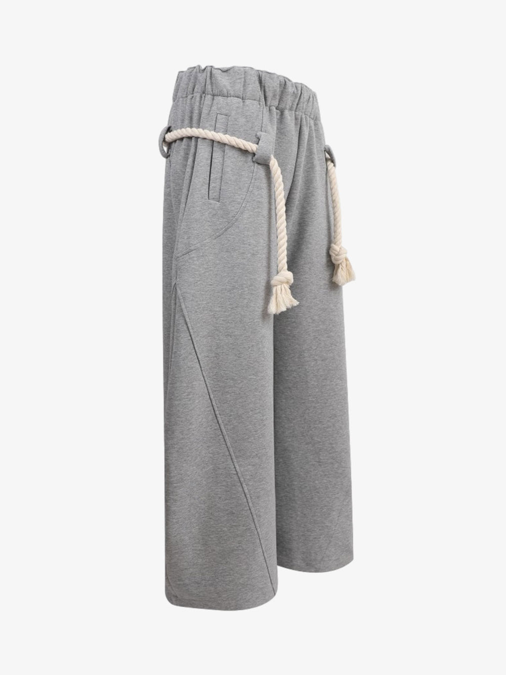 Decorative Rope Detail Wide Leg Sweatpants 
