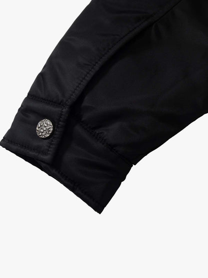 Retro Fur Collar Ruched Leopard Lining Bomber Jacket 