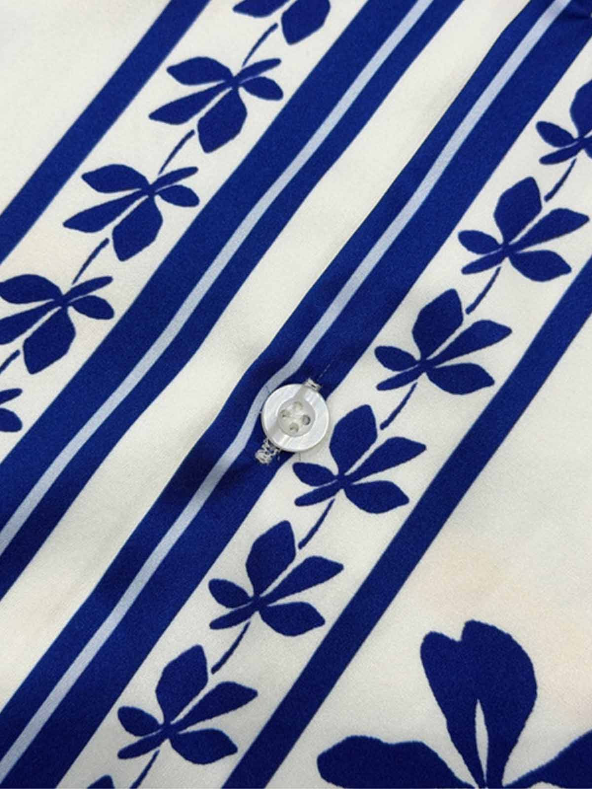 Porcelain Pattern Camp Collar Boxy Shirt 