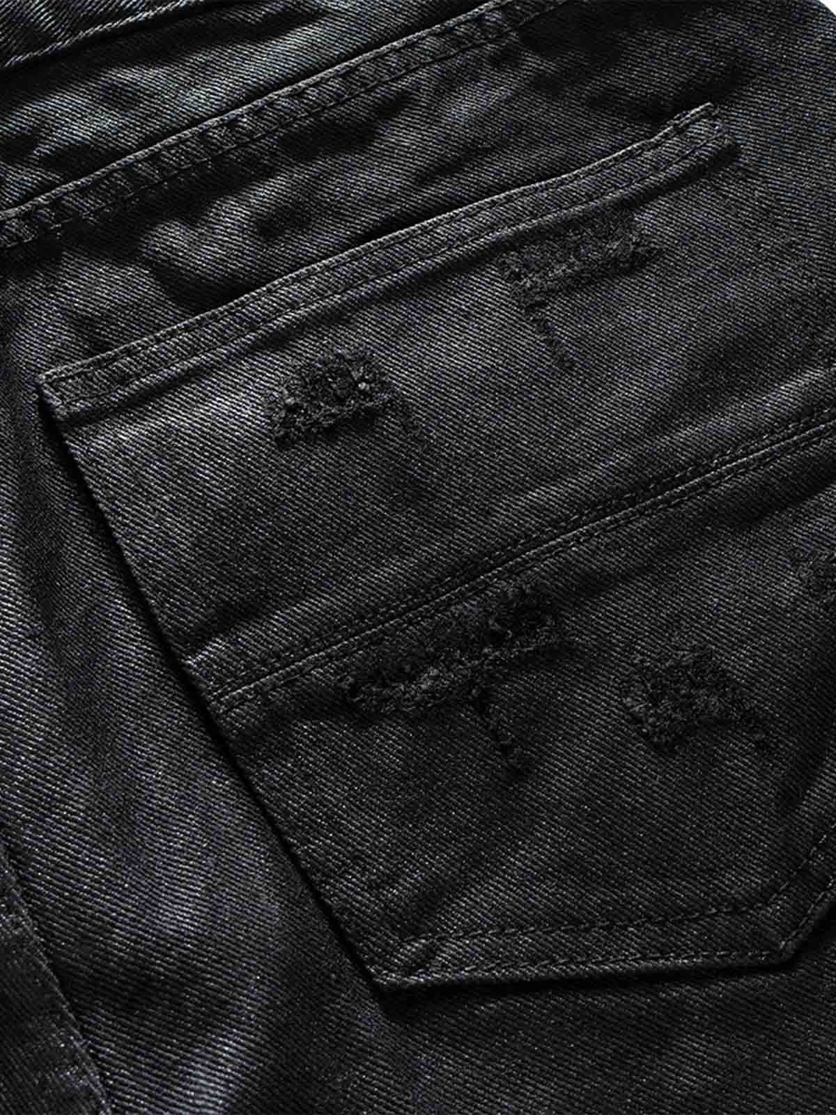 Tactical Knee-Panel Distressed Waxed Leggings