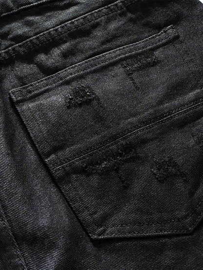 Tactical Knee-Panel Distressed Waxed Leggings