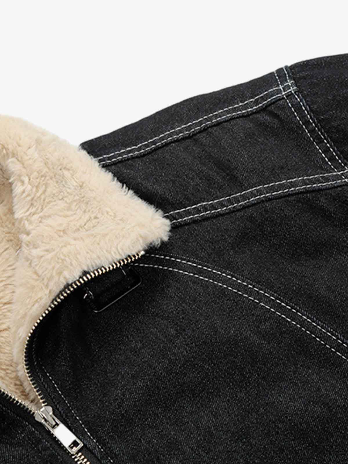 Stylish Denim Bomber Jacket with Faux Fur Collar - Perfect for Casual and Outdoor Wear 