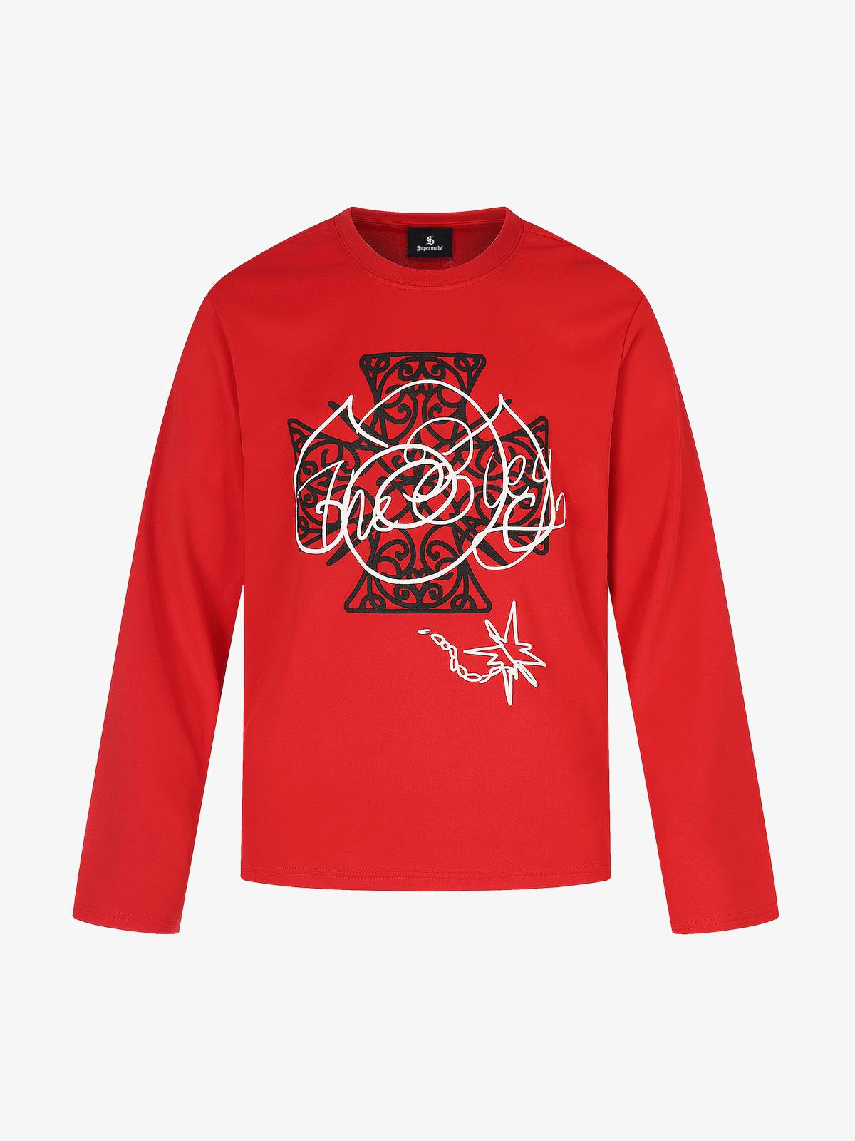 Street Style Cross Print Long-Sleeve T-Shirt