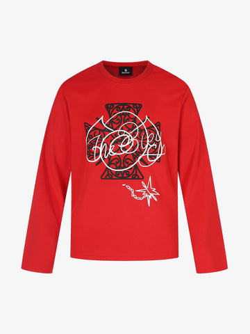 Street Style Cross Print Long-Sleeve T-Shirt