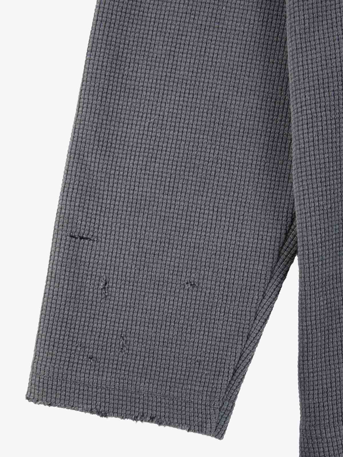 Supermade Waffle-Knit Distressed Button-Pattern Hoodie 