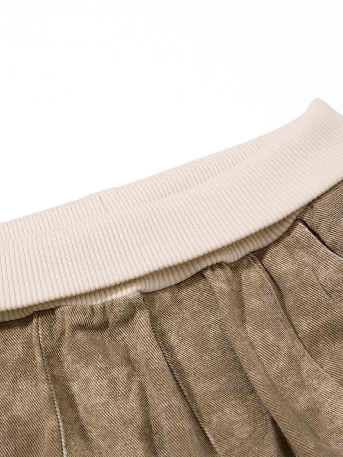 Washed Embroidered Multi-Pocket Baggy Cargo Pants