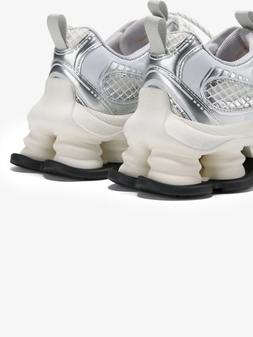 Metallic Mesh Chunky Spring-Loaded Sneakers