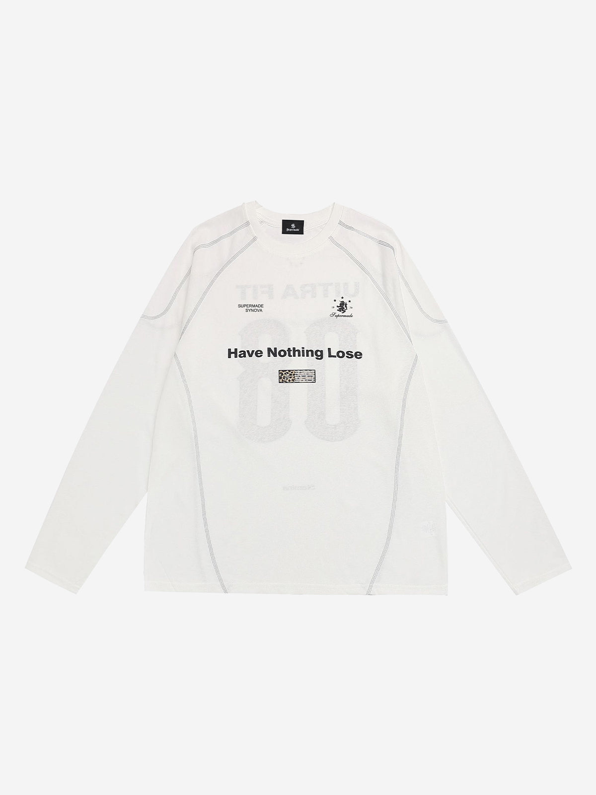 Leopard-Panel Slogan Quick-Dry Long Sleeve Tee