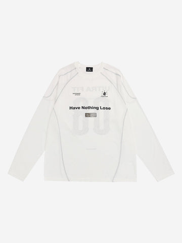 Leopard-Panel Slogan Quick-Dry Long Sleeve Tee