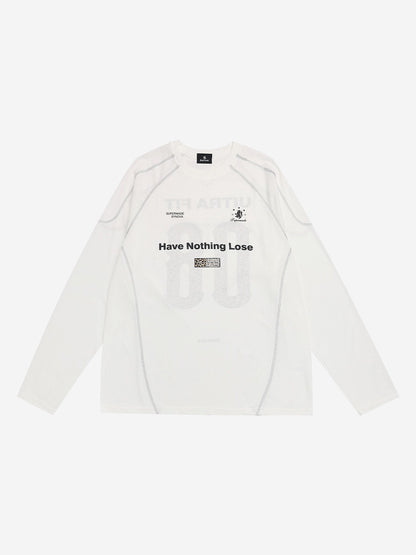 Leopard-Panel Slogan Quick-Dry Long Sleeve Tee