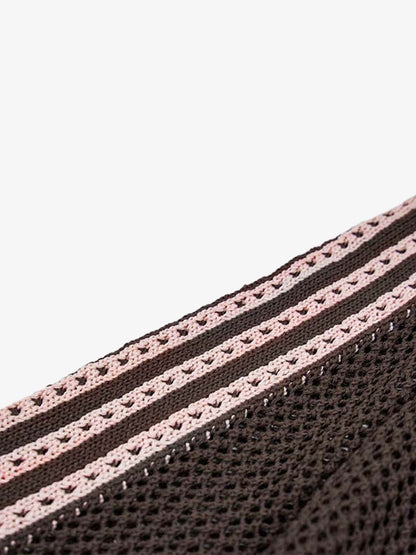 Street-style Openwork Mesh Knit Sweater