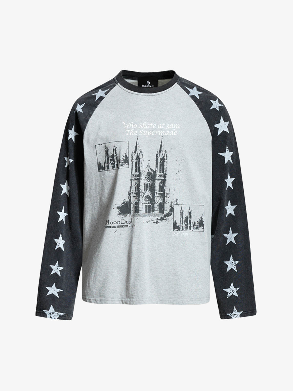 Distressed Star Graphic Raglan Long Sleeve Shirt