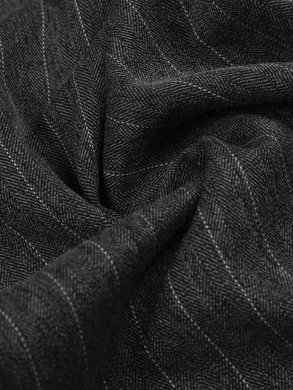 Pinstripe Elastic Waist Wide Leg Pants