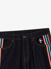 Contrast Tape Heavyweight Denim Two-Piece Set