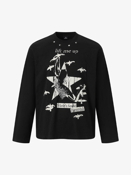 Trendy Graphic Long Sleeve T-Shirt for Men - Perfect for Casual and Festive Wear 