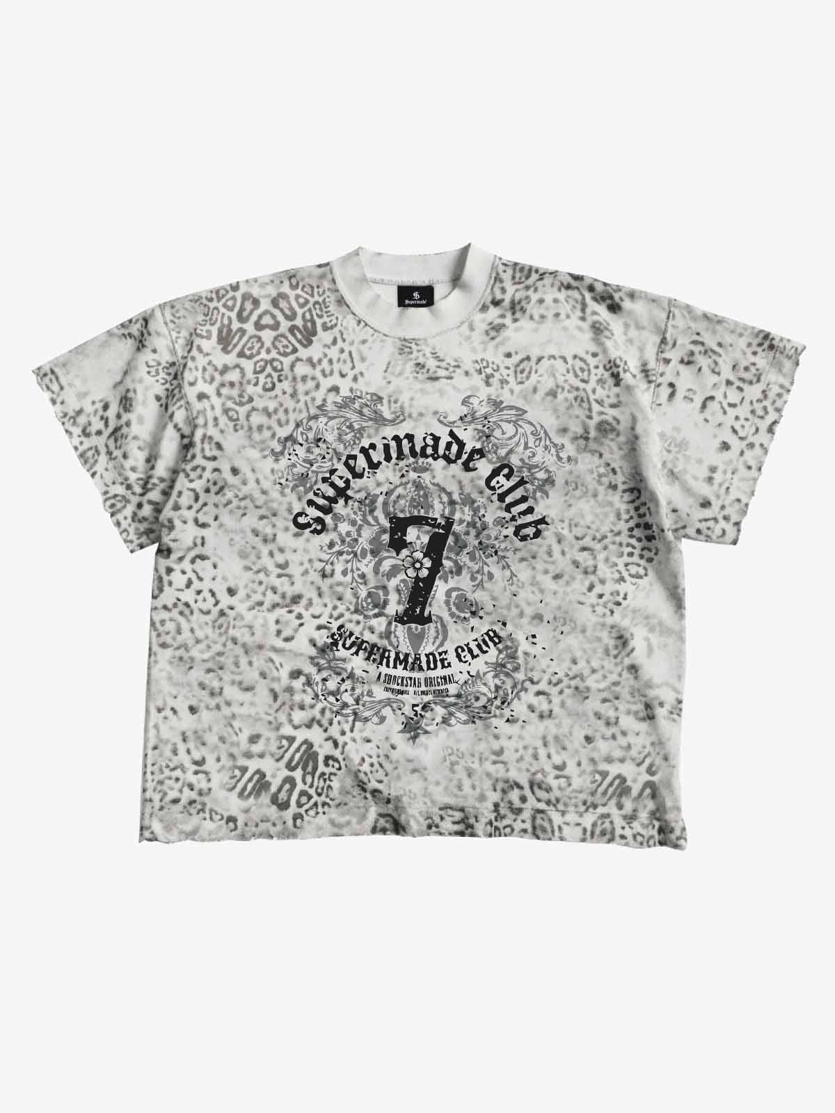 Vintage Distressed Irregular Leopard Print T-Shirt 