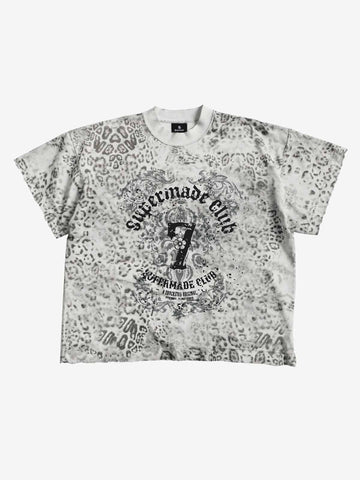 Vintage Distressed Irregular Leopard Print T-Shirt 