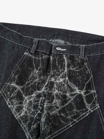 Deconstructed Split Tie-Dye Jeans 