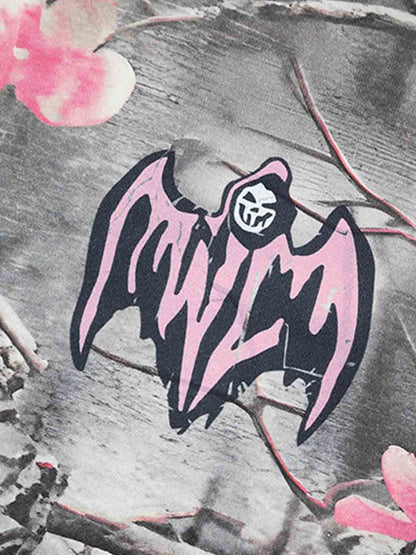 Gothic Devil Graphic Fleece-Lined Wide-Leg Sweatpants 