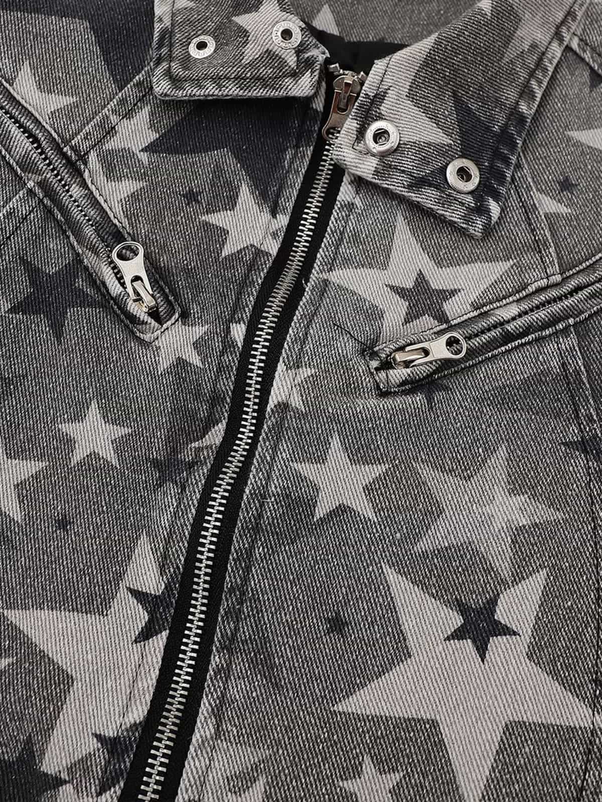 Star-Printed Denim Jacket for Casual and Fashionable Looks 