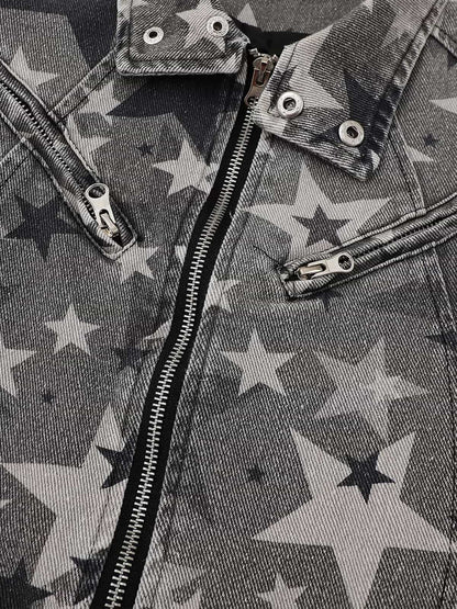 Star-Printed Denim Jacket for Casual and Fashionable Looks 