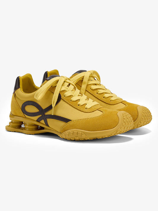 Suede Spring-Loaded Cushioned Sneakers
