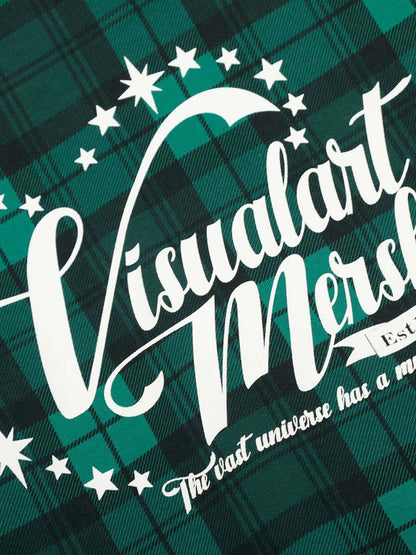 Plaid Hooded Jacket with Bold Lettering for Casual Style 