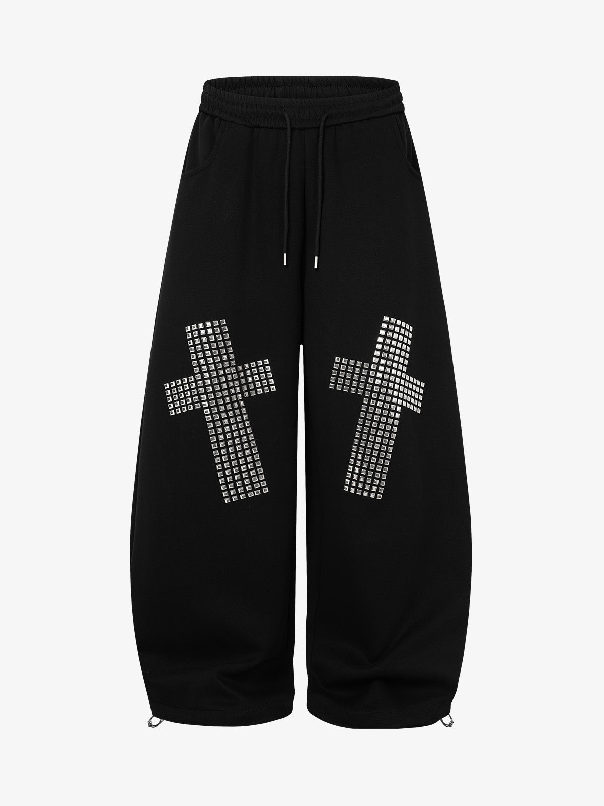Cross Graphic Metal Detail Baggy Sweatpants
