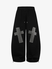 Cross Graphic Metal Detail Baggy Sweatpants