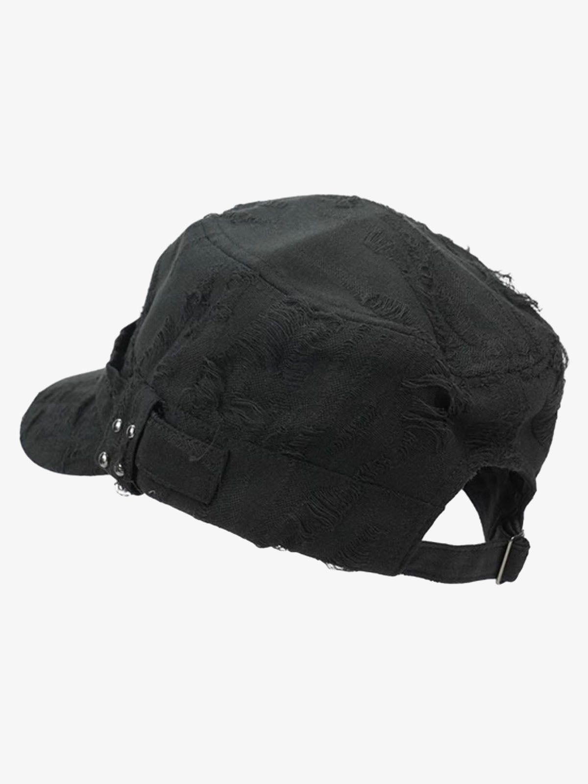 Distressed Stud Detail Cotton Flat Top Cap 