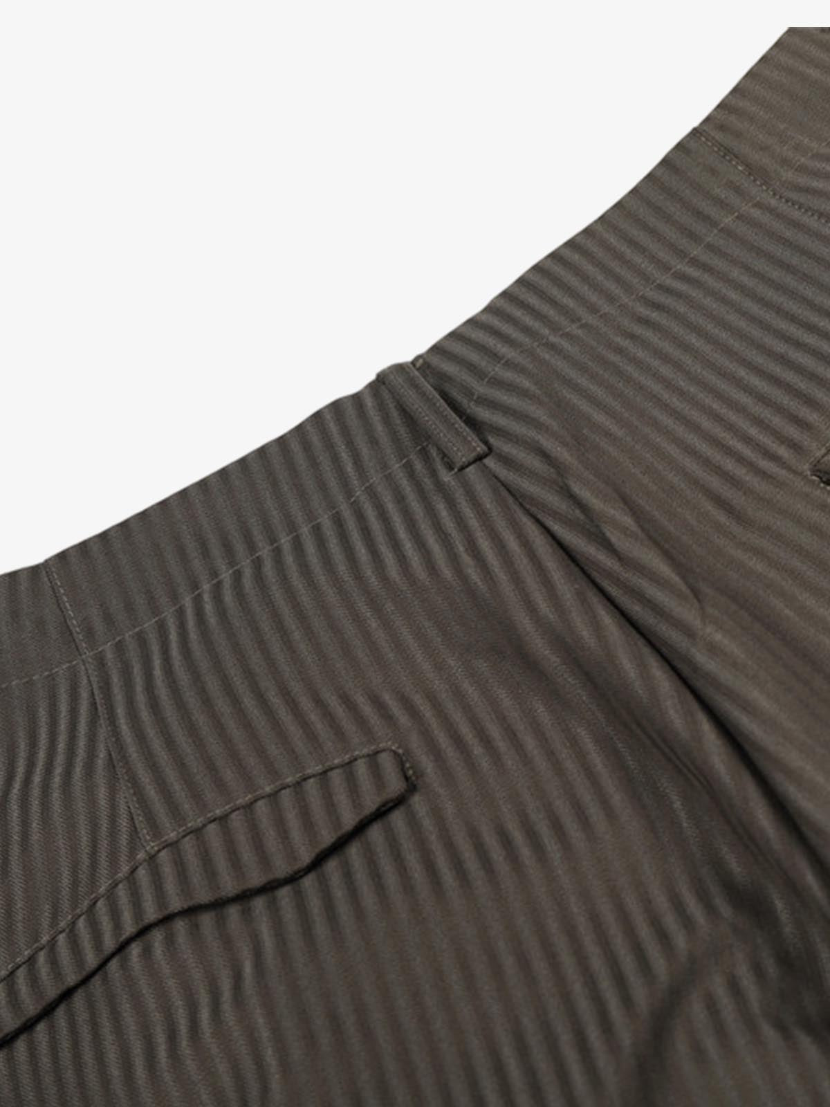 Pinstripe Pleated Wide Leg Trousers with Side Strap Detail