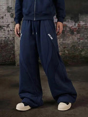 Curved Graphic Print Wide-Leg Sweatpants