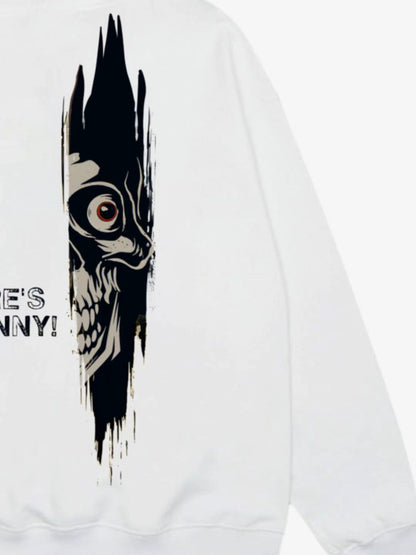 White Hoodie with 'Here's Johnny!' Graphic Design 