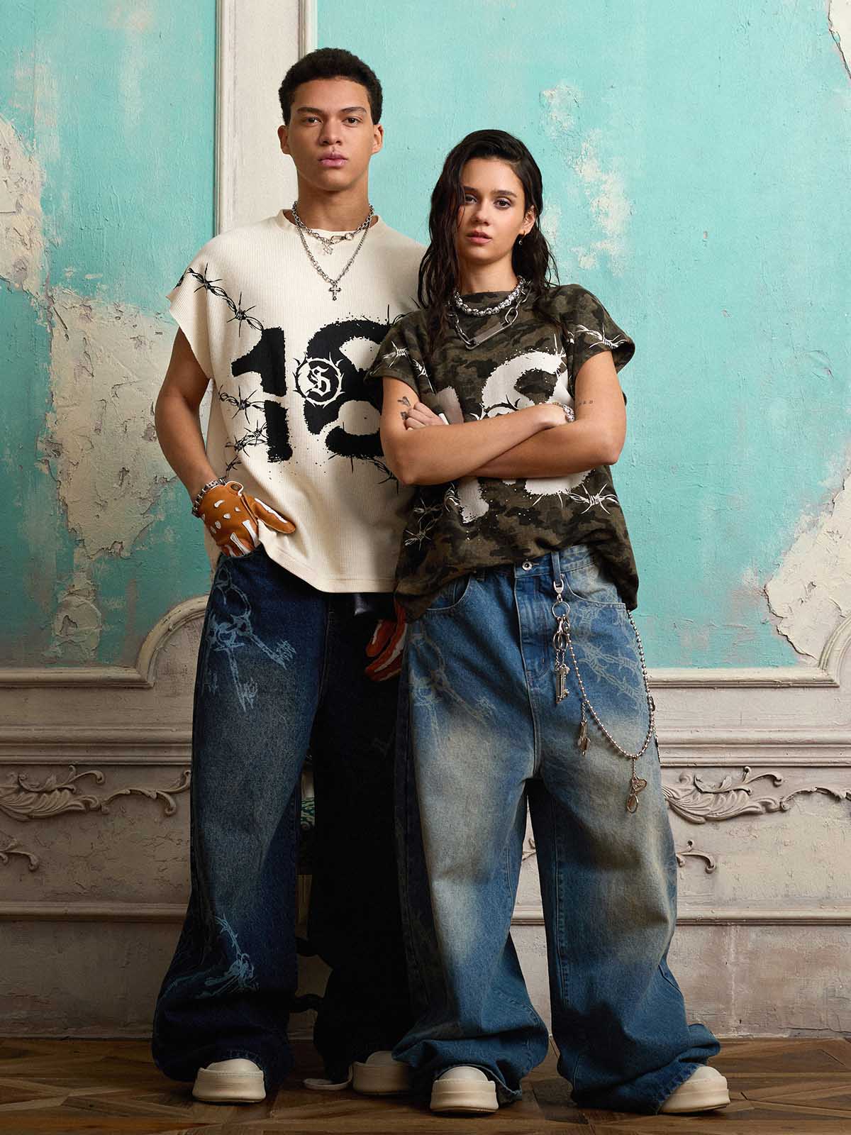 Supermade Camouflage Thorn Print Sleeveless T-Shirt 