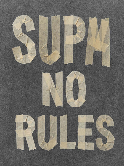 Washed Tape Collage “No Rules” T-Shirt 