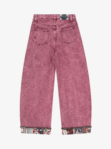 Boho Tapestry Patch Denim Jeans