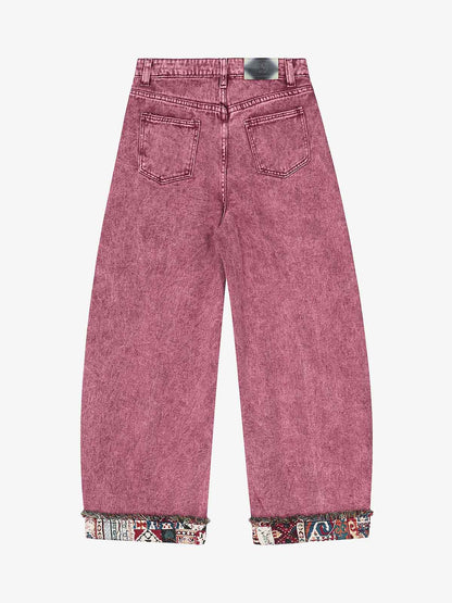 Boho Tapestry Patch Denim Jeans