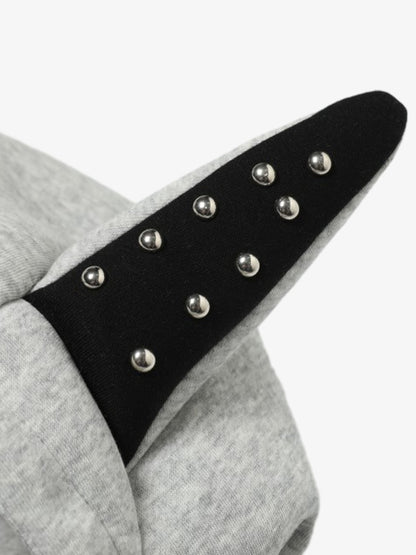 Stylish Studded Hoodie with Unique Cat Ear Design for Women 