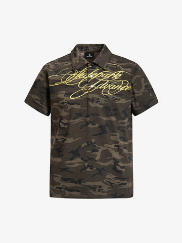Floral Letter Print Polo Shirt
