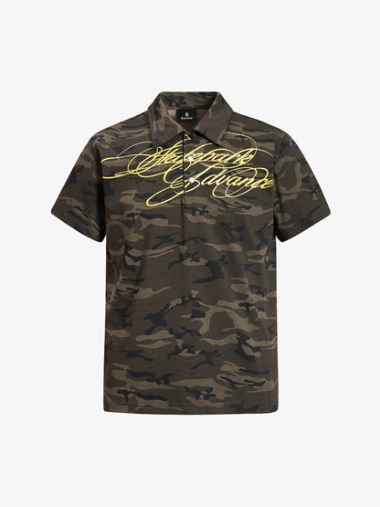 Floral Letter Print Polo Shirt