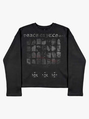 Anti-War Graphic Beaded Waffle Long Sleeve Tee
