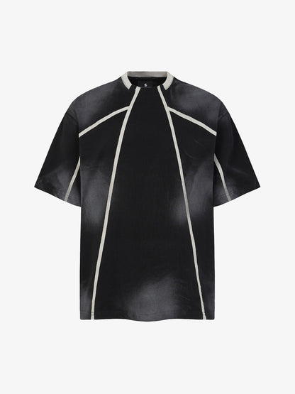 Black Raglan Sleeve T-Shirt with Herringbone Tape Detail – Cotton Blend Streetwear Tee