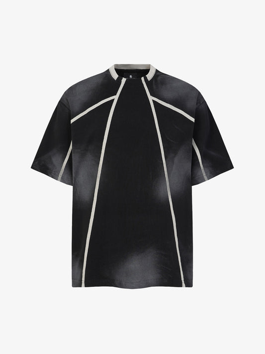 Black Raglan Sleeve T-Shirt with Herringbone Tape Detail – Cotton Blend Streetwear Tee