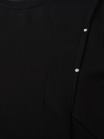 Retro Rivet Pleated Functional T-shirt 