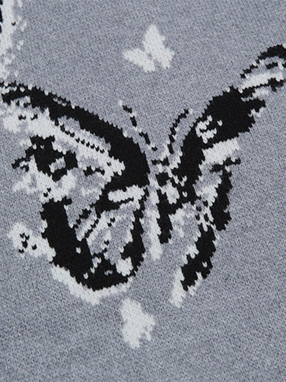 Retro Butterfly Gradient Knit Cardigan Sweater 
